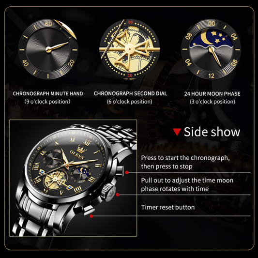 RELOJ OLEVS BLACK ROYAL - ELEGANCIA ABSOLUTA