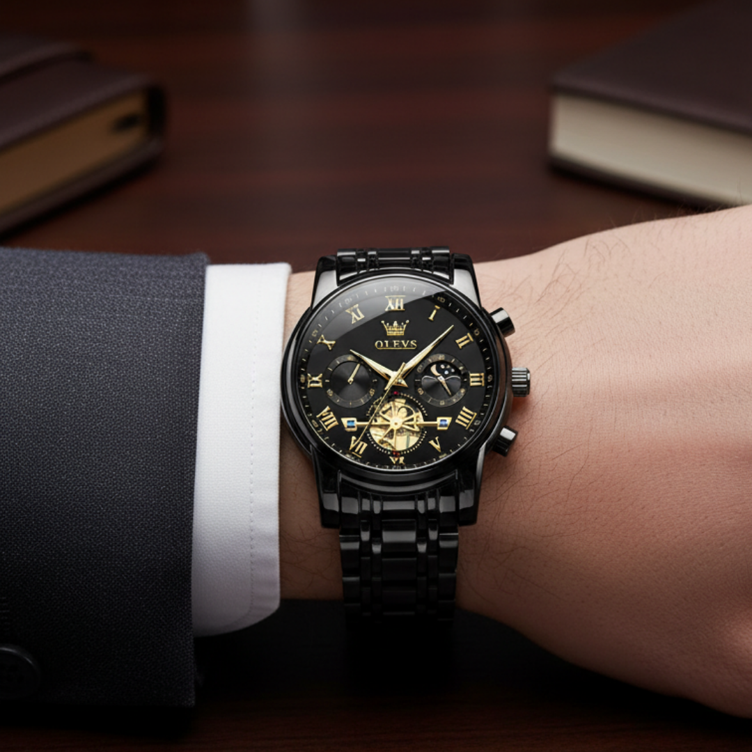 RELOJ OLEVS BLACK ROYAL - ELEGANCIA ABSOLUTA
