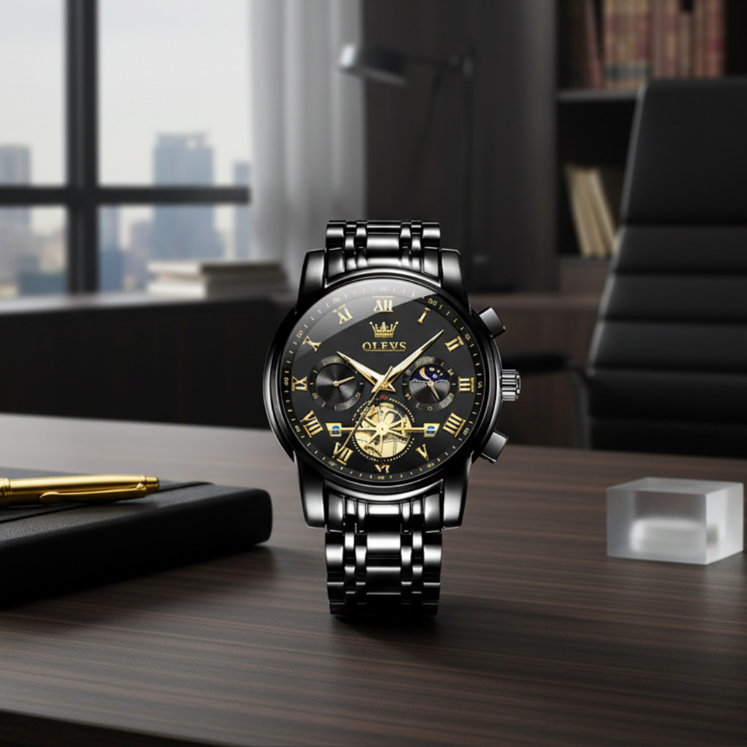 RELOJ OLEVS BLACK ROYAL - ELEGANCIA ABSOLUTA